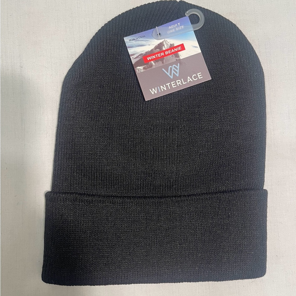 Winterlace Black Beanie winter hat for Men Women adult size 15pcs
